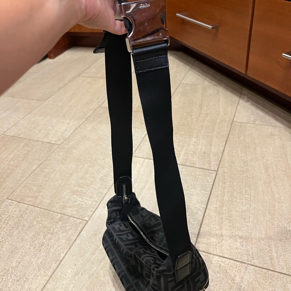 Fendi FF, Embossed fabric bag with leather accents - Picture 9 of 10